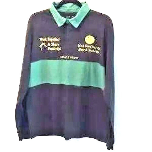 SMILEY ORIGINALS MEN’S BLACK COLLARED SHIRT Sz L - Picture 1 of 6